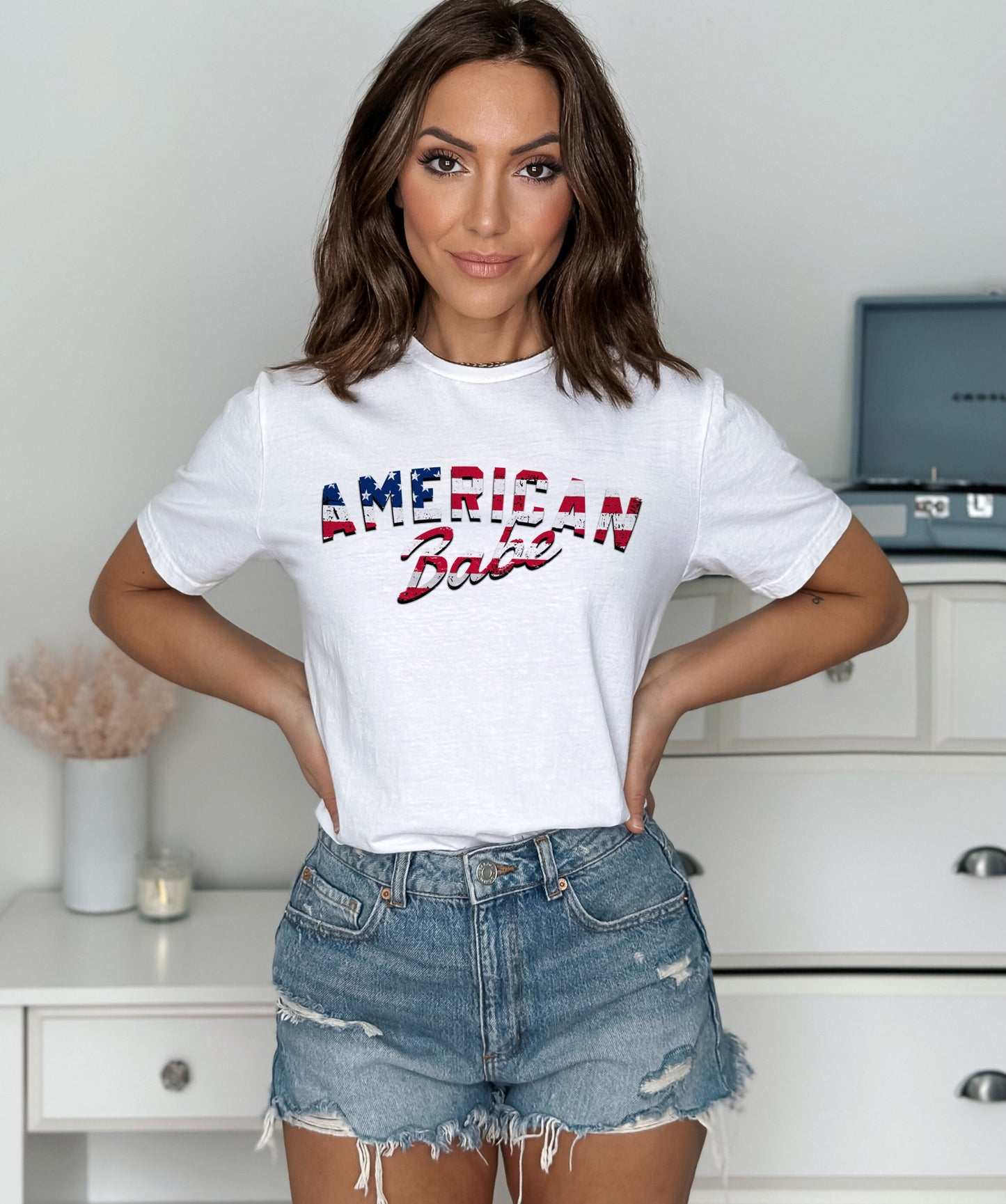 American Babe Shirt - Distressed American Flag Shirt - American Woman Shirt - American Patriot Shirt