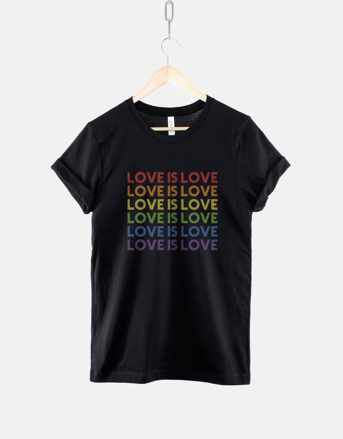 Love is Love T-Shirt - Womens Love is Love Shirt - Gay Pride Shirt - Retro Pride T-Shirt - LGBTQ Tees - Pride Colours Shirt