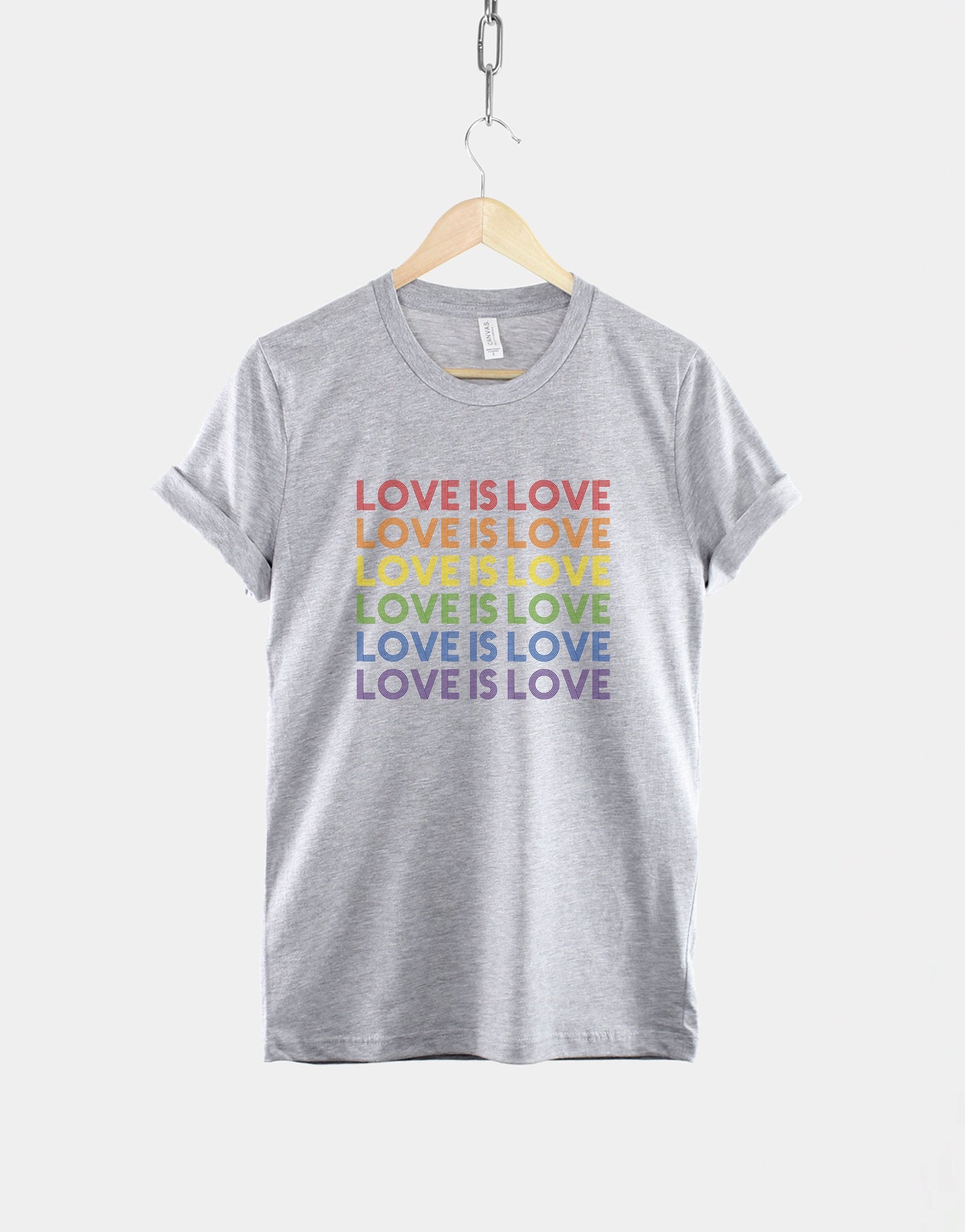 Love is Love T-Shirt - Womens Love is Love Shirt - Gay Pride Shirt - Retro Pride T-Shirt - LGBTQ Tees - Pride Colours Shirt