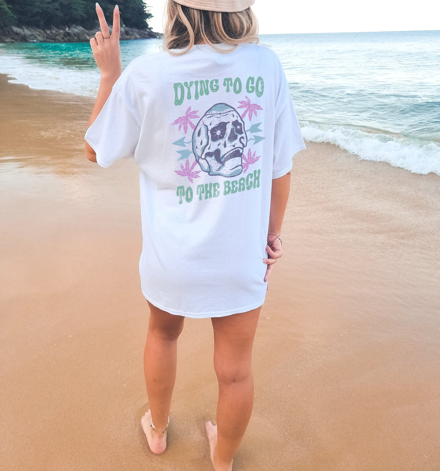 Retro Summer Shirt - Skull Beach T-Shirt - Distressed Summer T-Shirt - Dying To Go To The Beach T-Shirt