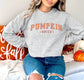 Womens Pumpkin Sweatshirt - Halloween Fashion - Autumn Varsity Sweater - University Print Sweatshirt - Pumpkin Season Sweatshirt