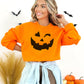 Orange Pumpkin Sweatshirt - Halloween Pumpkin Face Sweater - Winking Pumpkin Shirt - Womens Orange Halloween Sweatshirt