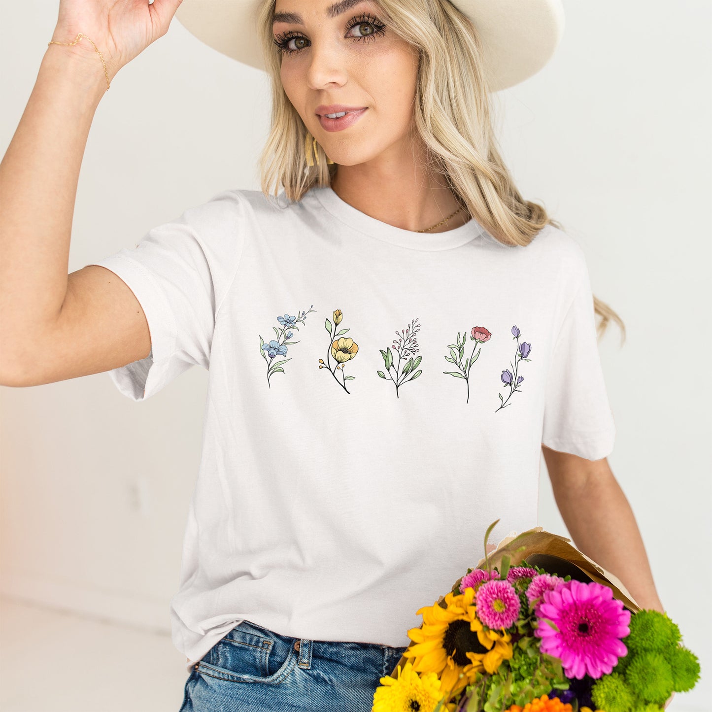 Wildflowers T-Shirt - Floral Print Shirt - Womens Bo Ho Shirt - Plants T Shirt - Wild Flowers TShirt